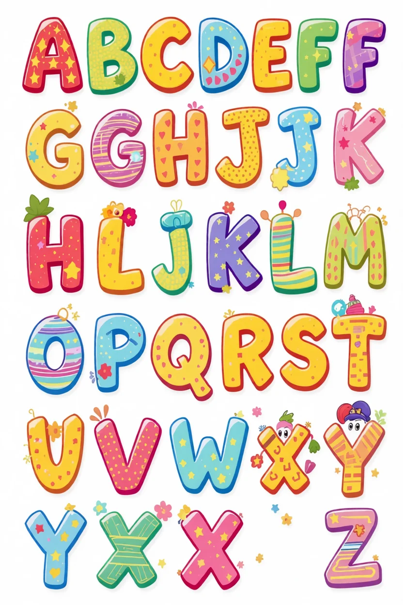 Alfabeto Colorido Para Imprimir com Letras Decoradas