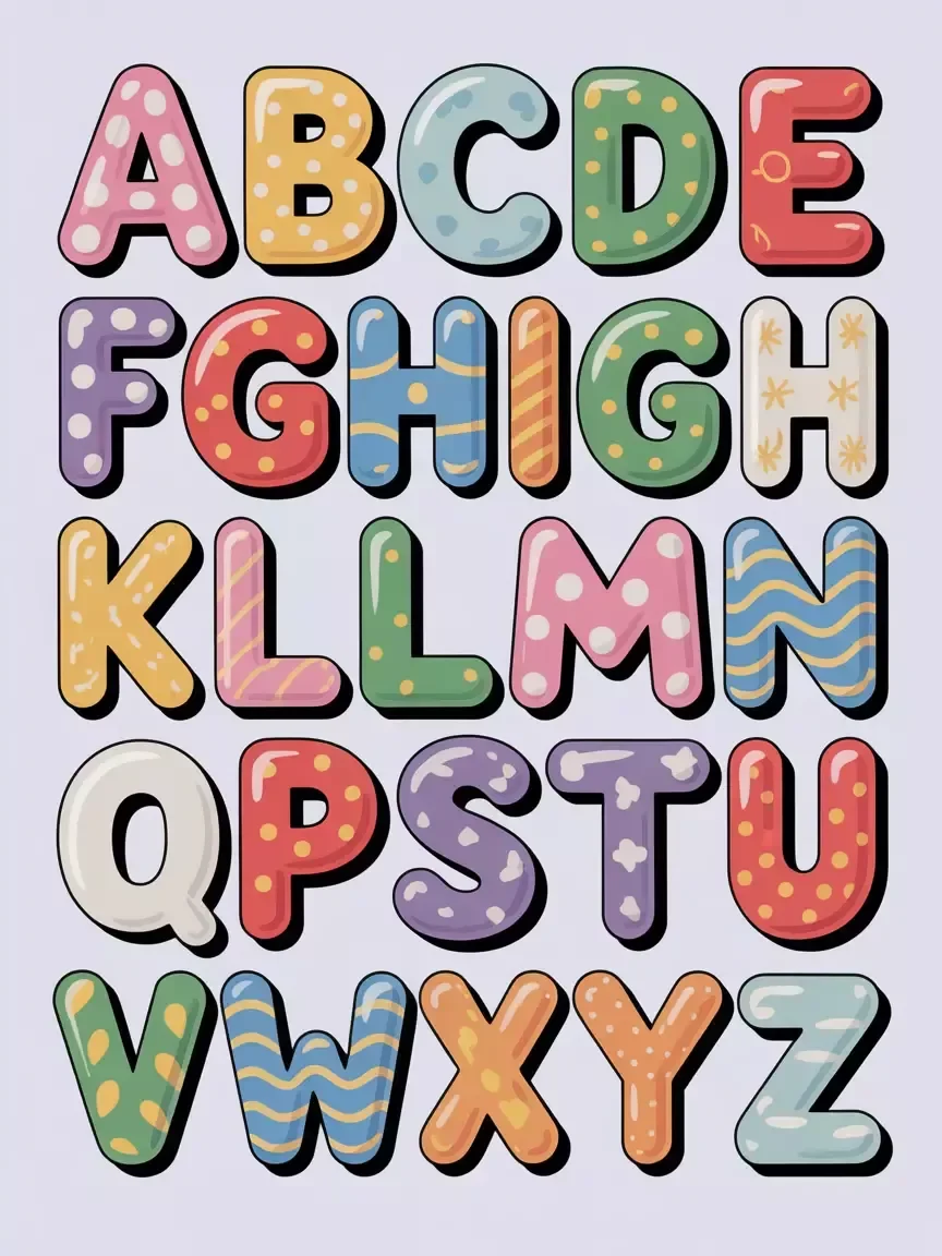 Alfabeto Colorido Para Imprimir com Letras Decoradas