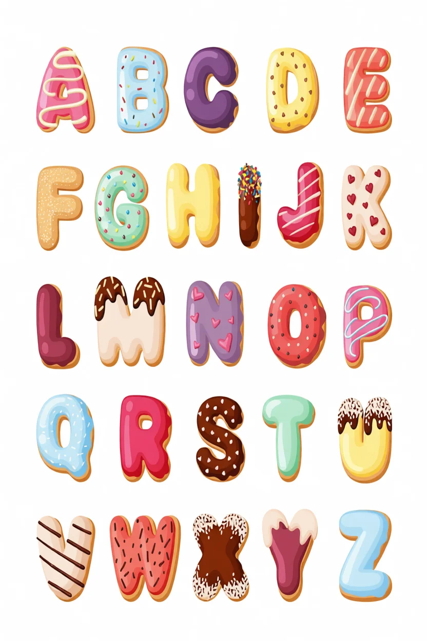 Alfabeto Colorido Para Imprimir com Letras em Forma de Donuts
