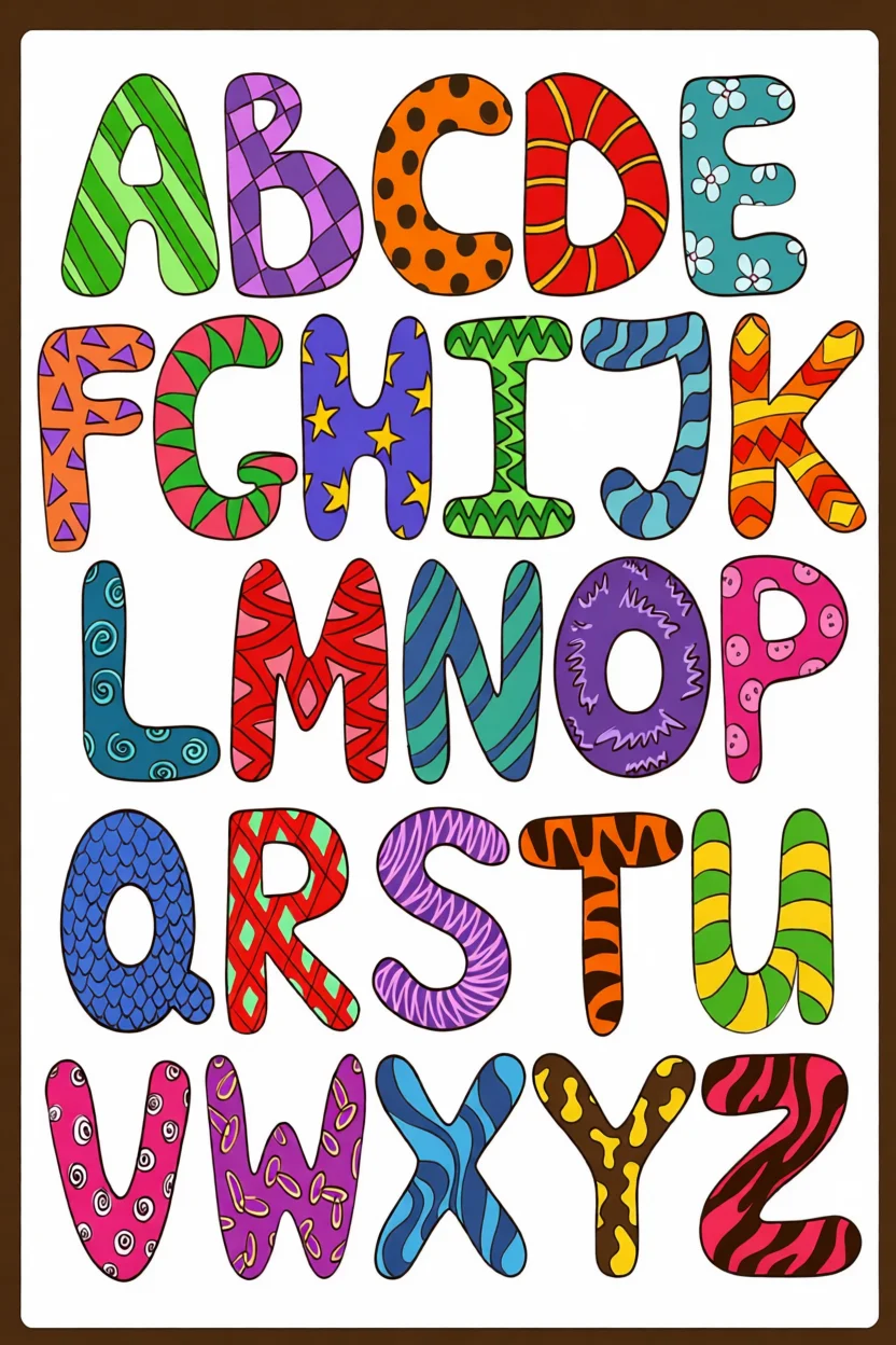 Alfabeto Colorido Para Imprimir com Letras Divertidas e Padru00f5es Variados