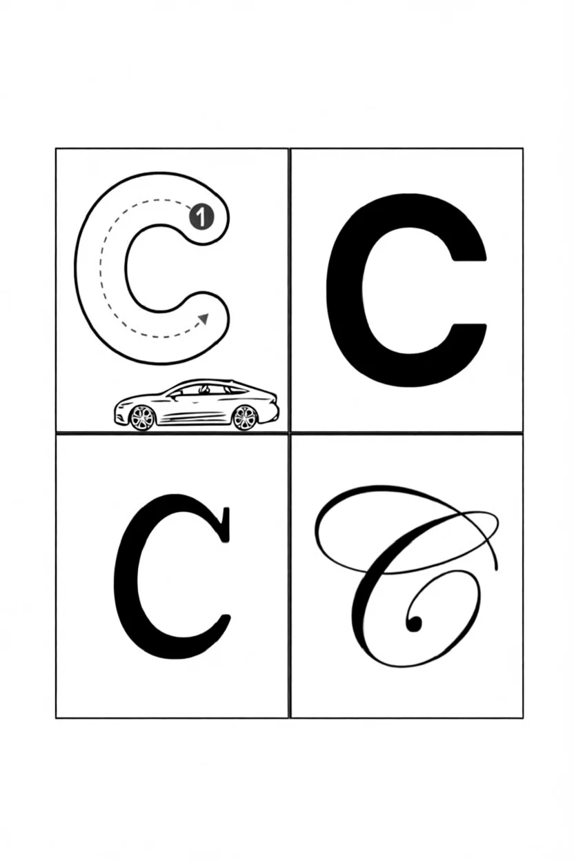 Alfabeto Ilustrado da Letra B Para Imprimir