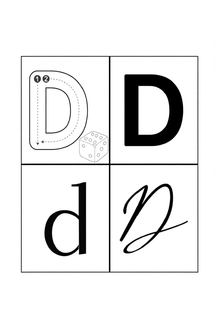 Alfabeto Ilustrado Para Imprimir da Letra D
