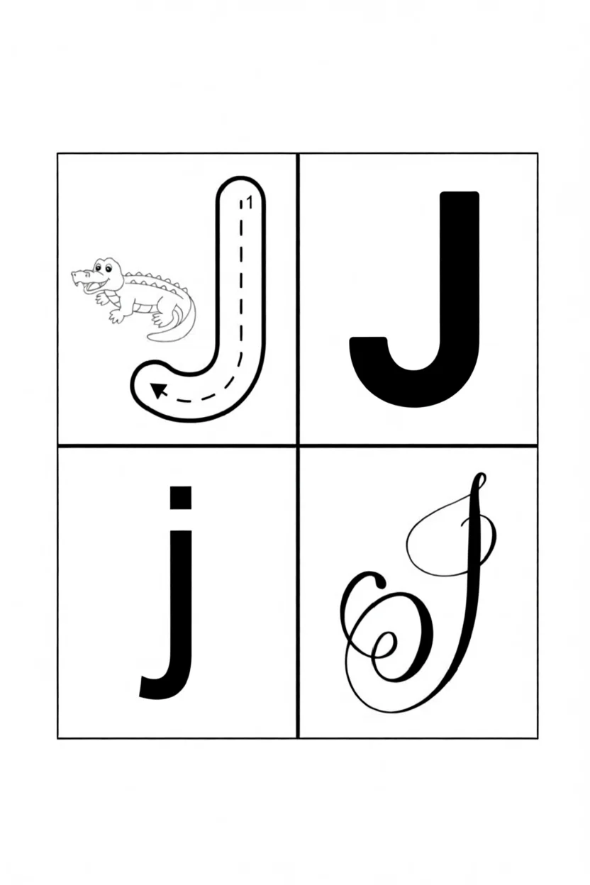Alfabeto Ilustrado Para Imprimir da Letra J