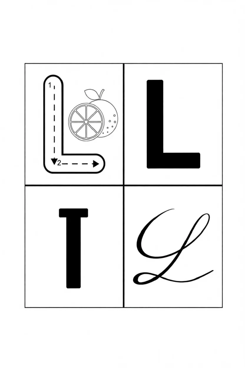 Alfabeto Ilustrado Para Imprimir da Letra L