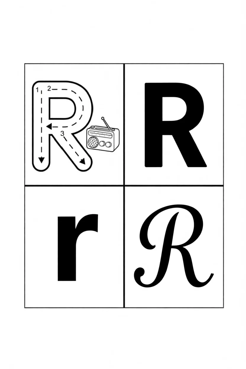 Alfabeto Ilustrado Para Imprimir da Letra R