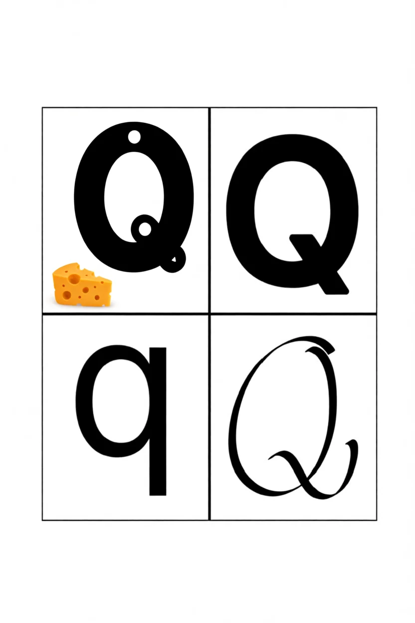 Alfabeto Ilustrado Para Imprimir da Letra Q