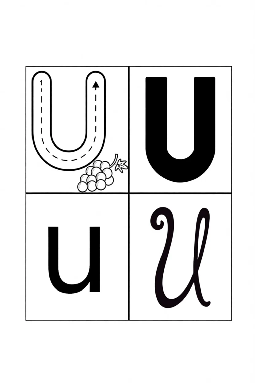 Alfabeto Ilustrado Para Imprimir da Letra U