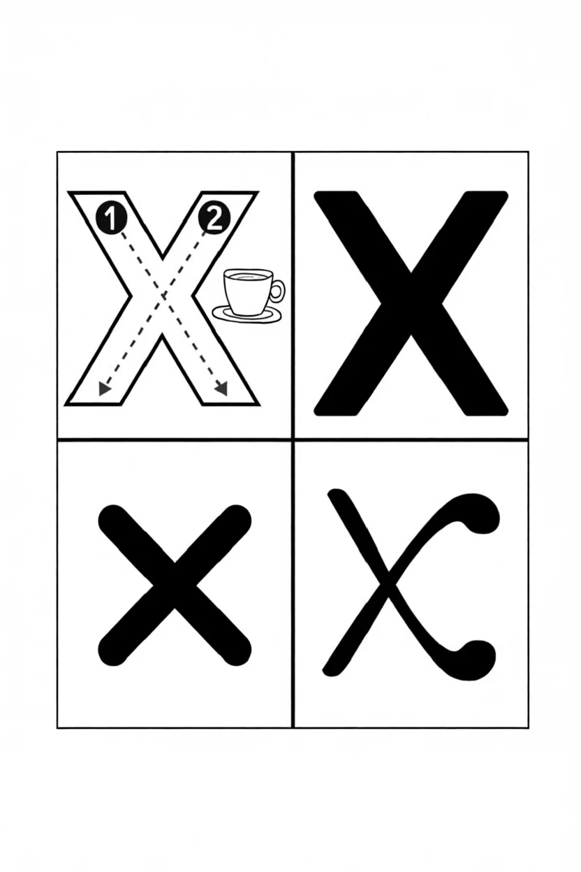 Alfabeto Ilustrado Para Imprimir com Su00edmbolos de X