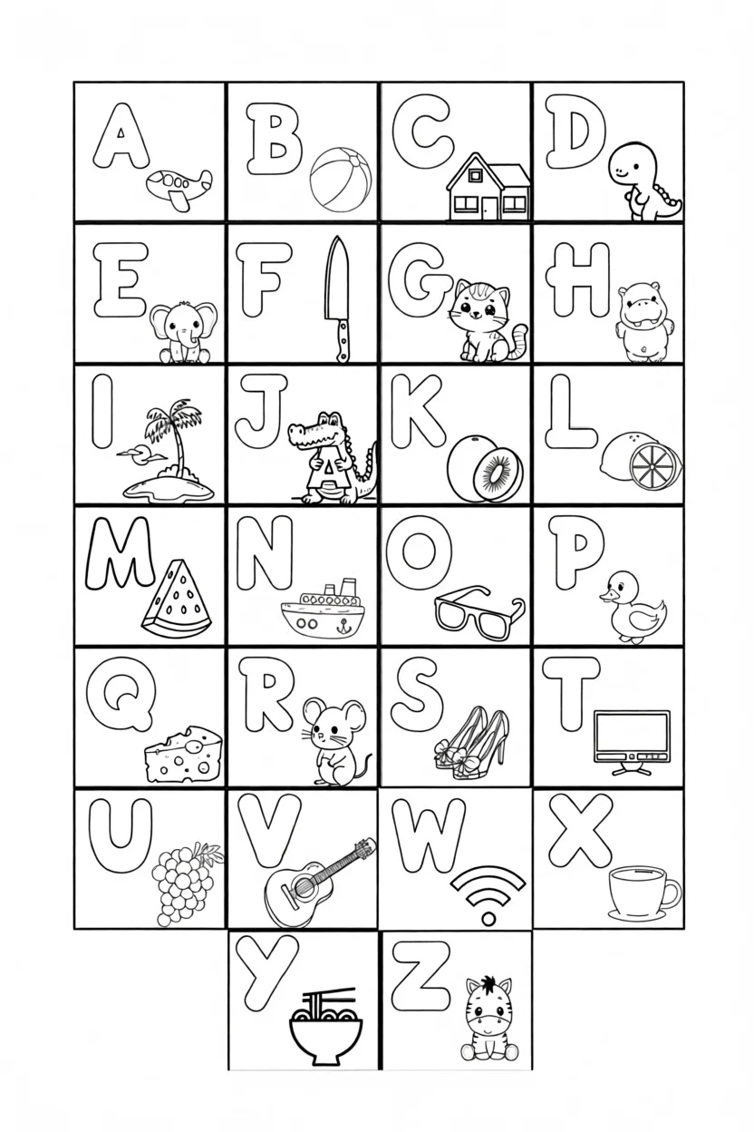 Alfabeto Ilustrado Para Imprimir com Imagens e Letras