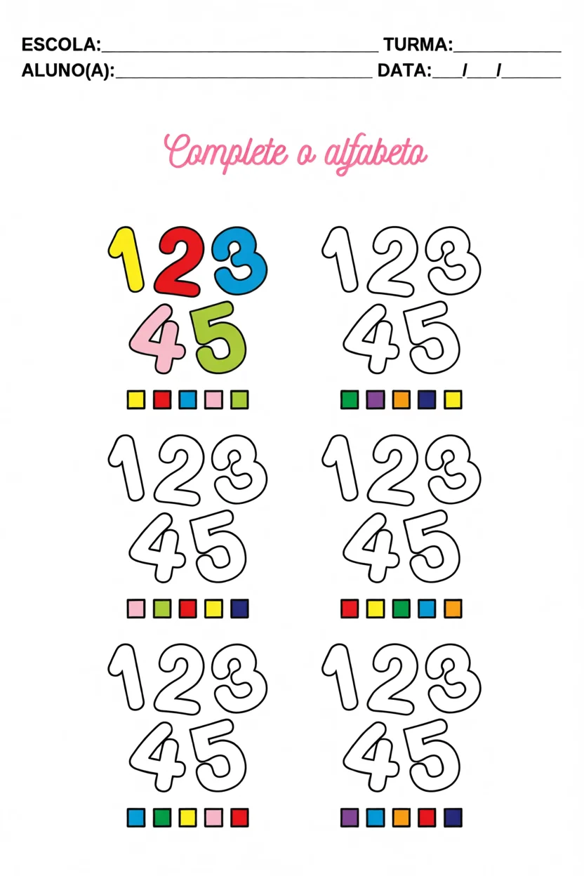 Atividade Para Alunos com Autismo de Completar o Alfabeto Para Imprimir