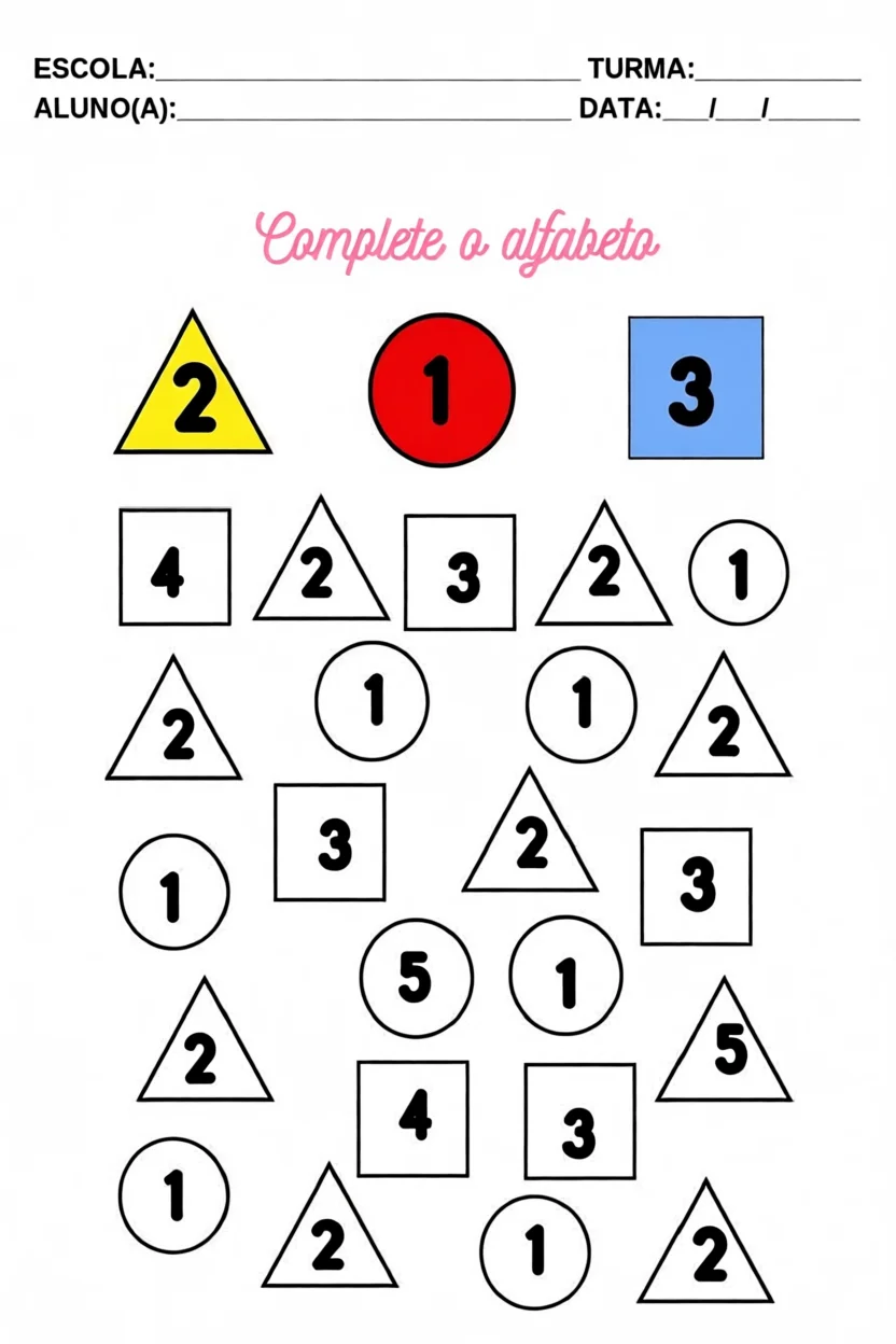 Atividade Para Alunos com Autismo de Completar o Alfabeto Para Imprimir