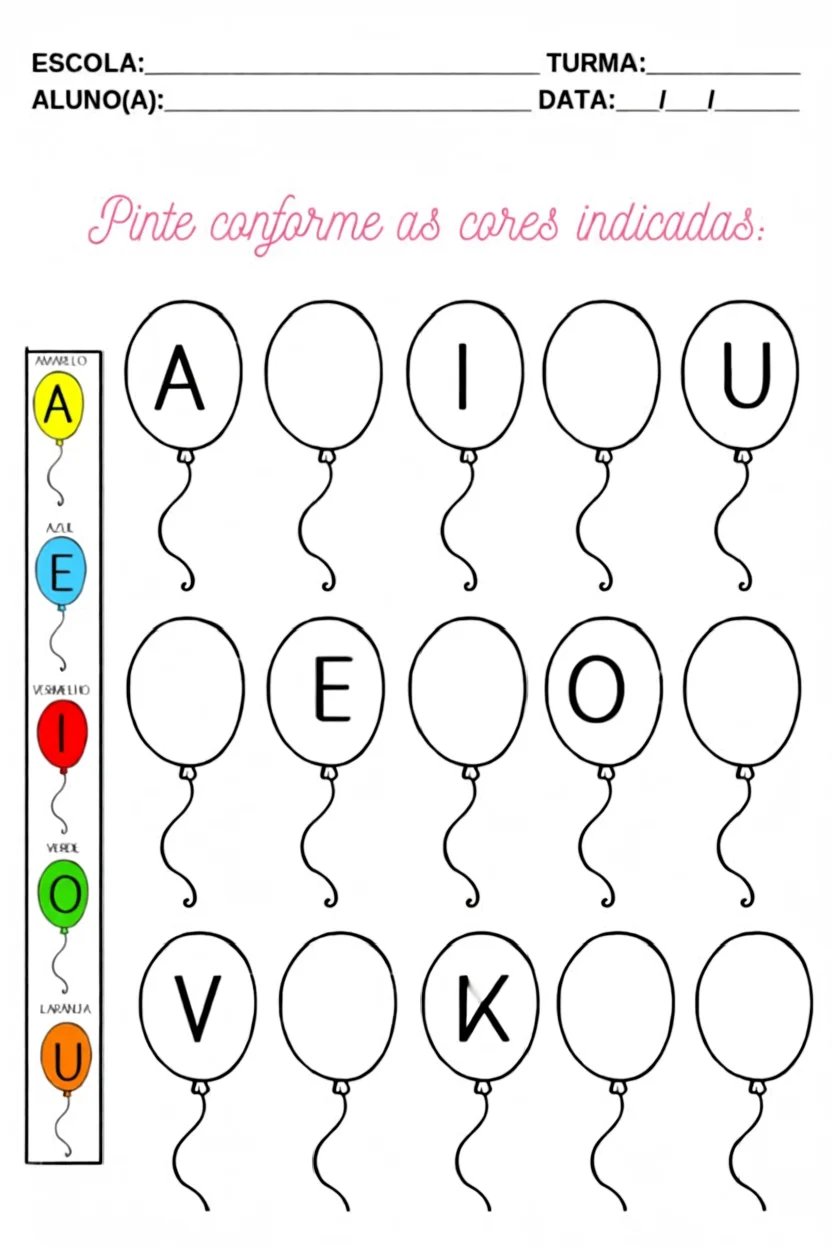 Atividades Para Alunos com Autismo: Pinte os Balu00f5es com as Cores Indicadas Para Imprimir