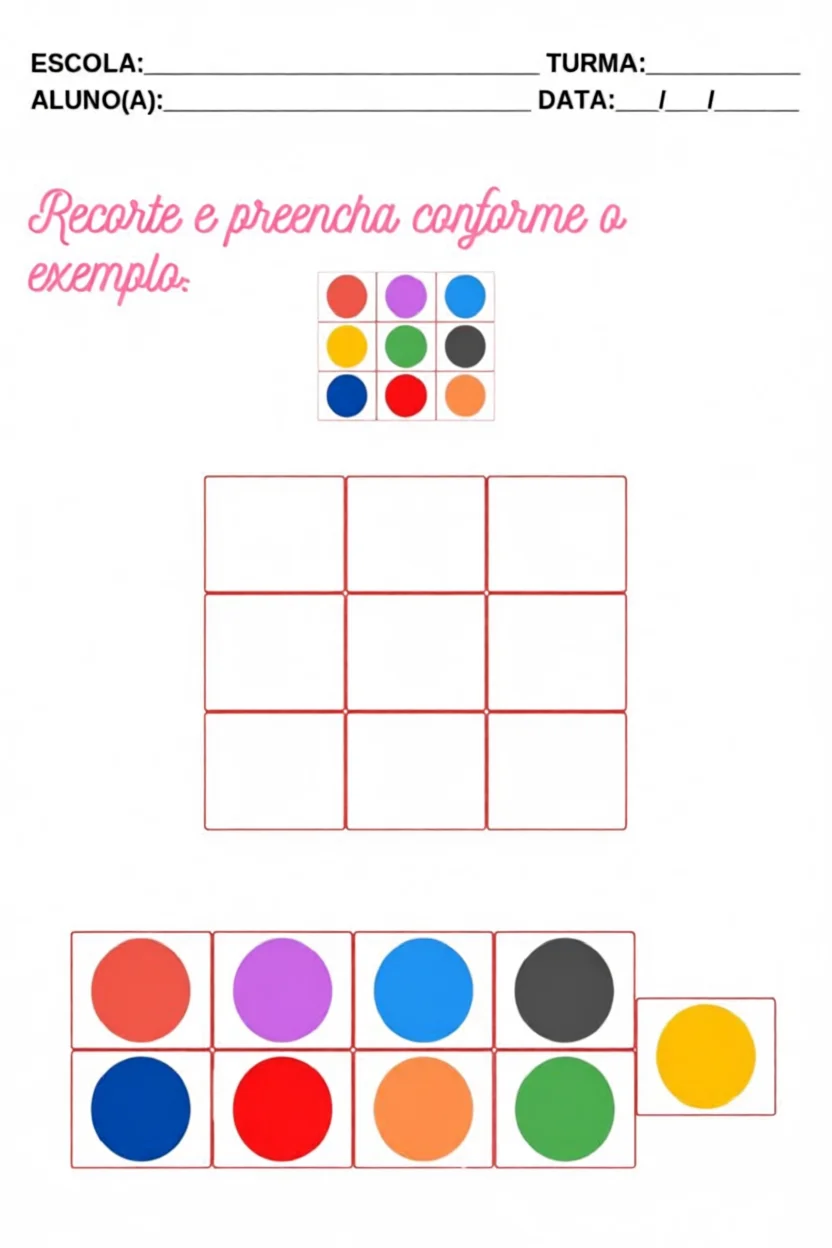Atividade de Recorte e Preenchimento Para Alunos com Autismo Para Imprimir