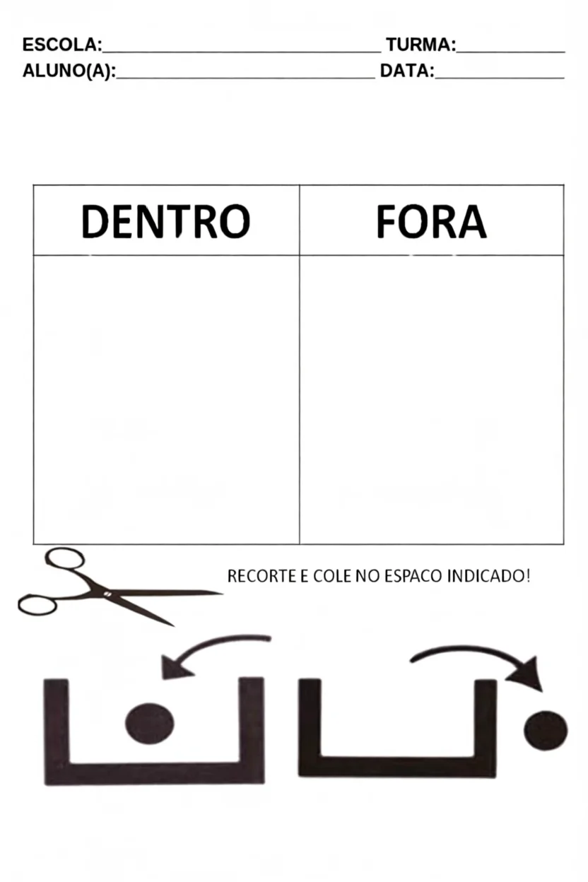 Atividade Para Alunos com Autismo: Dentro e Fora Para Imprimir