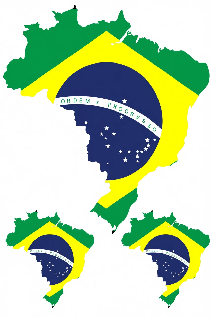 Mapa do Brasil com Bandeira Para Imprimir