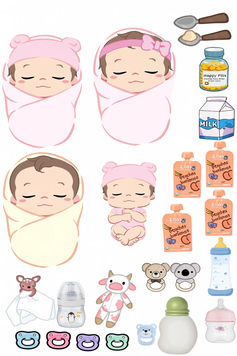 Bebu00ea de Papel Para Imprimir com Roupas e Acessu00f3rios Diversos