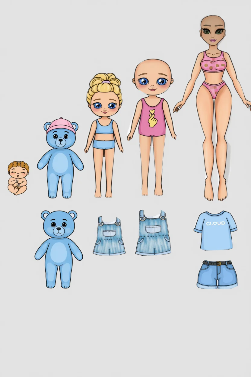 Bonecas de Papel para Imprimir com Roupas e Acessu00f3rios