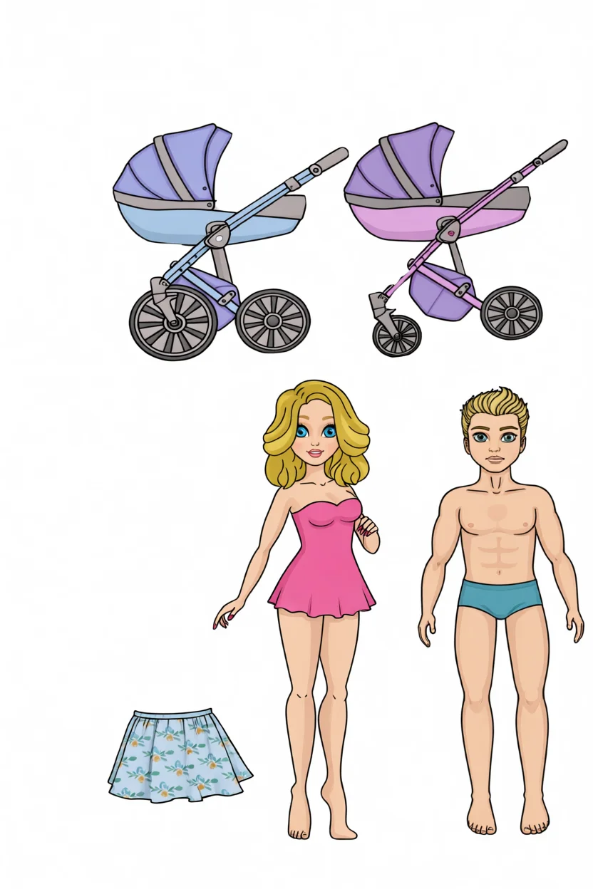 Bonecas de Papel Para Imprimir com Acessu00f3rios de Bebu00ea e Roupas