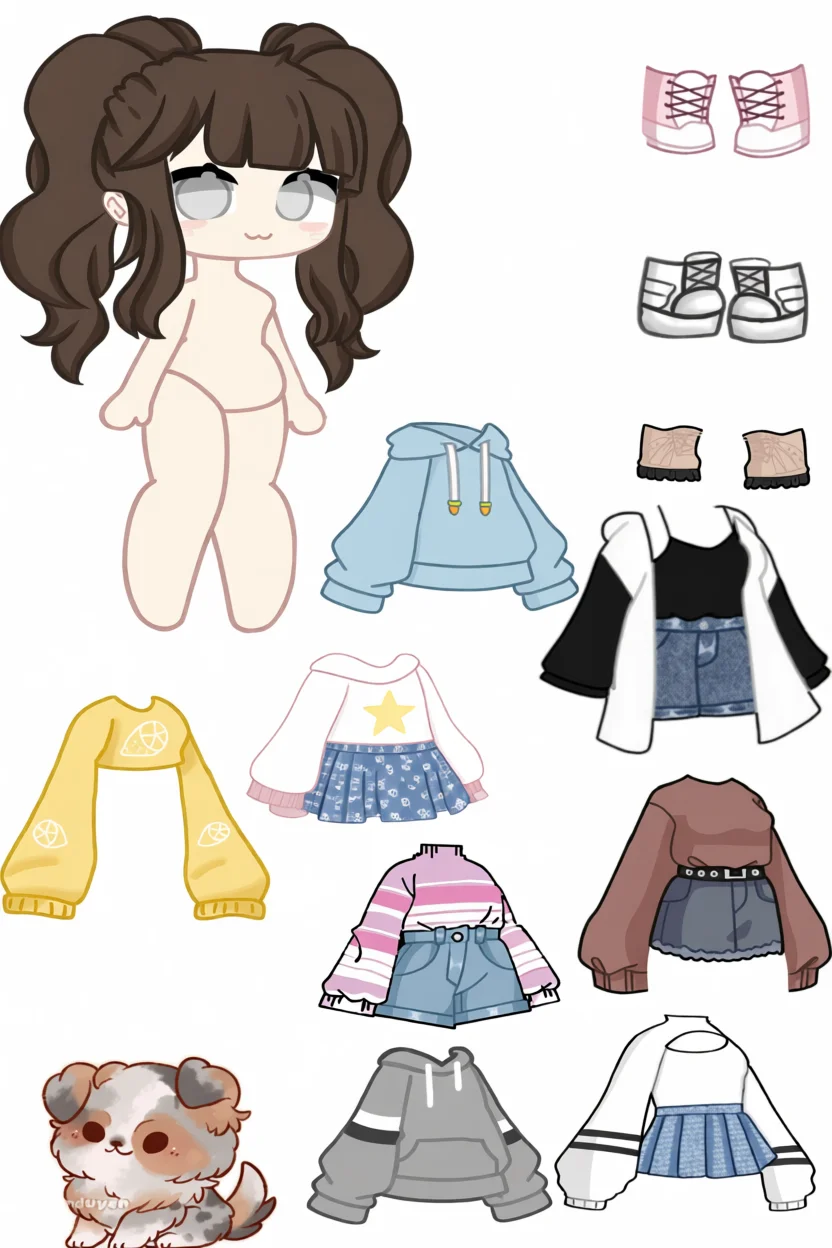 Boneca de Papel para Imprimir com Roupas e Acessu00f3rios Variados
