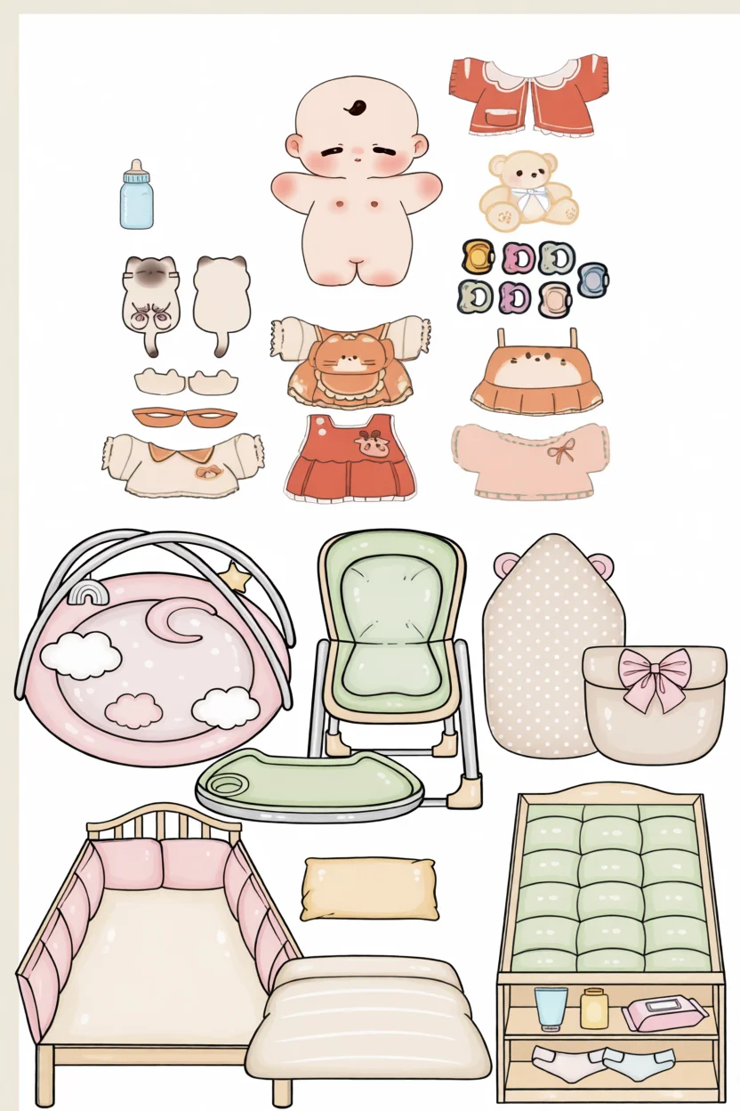 Boneca de Papel para Imprimir com Acessu00f3rios de Bebu00ea
