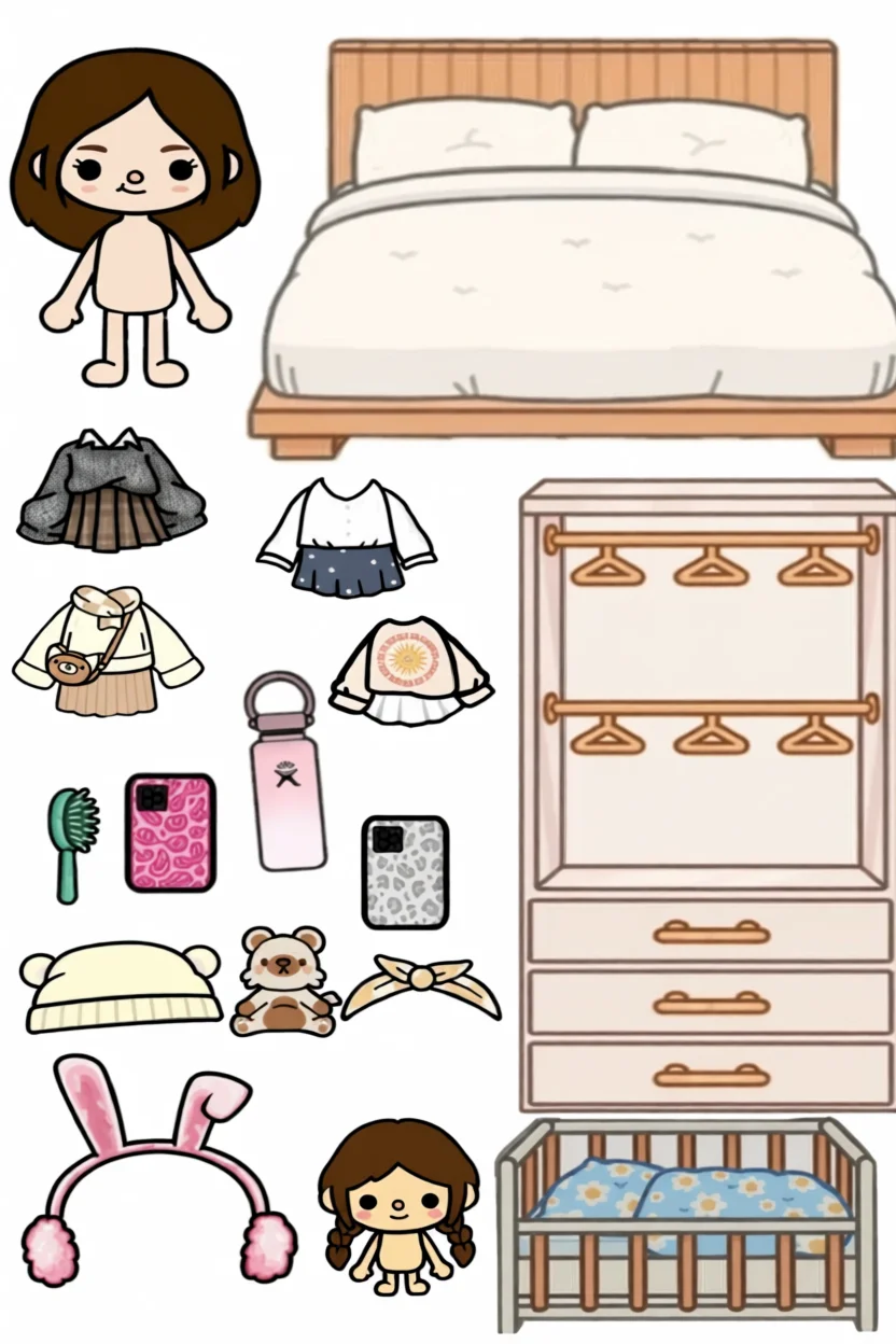 Bonecas Toca Life World Para Imprimir com Roupas e Acessu00f3rios