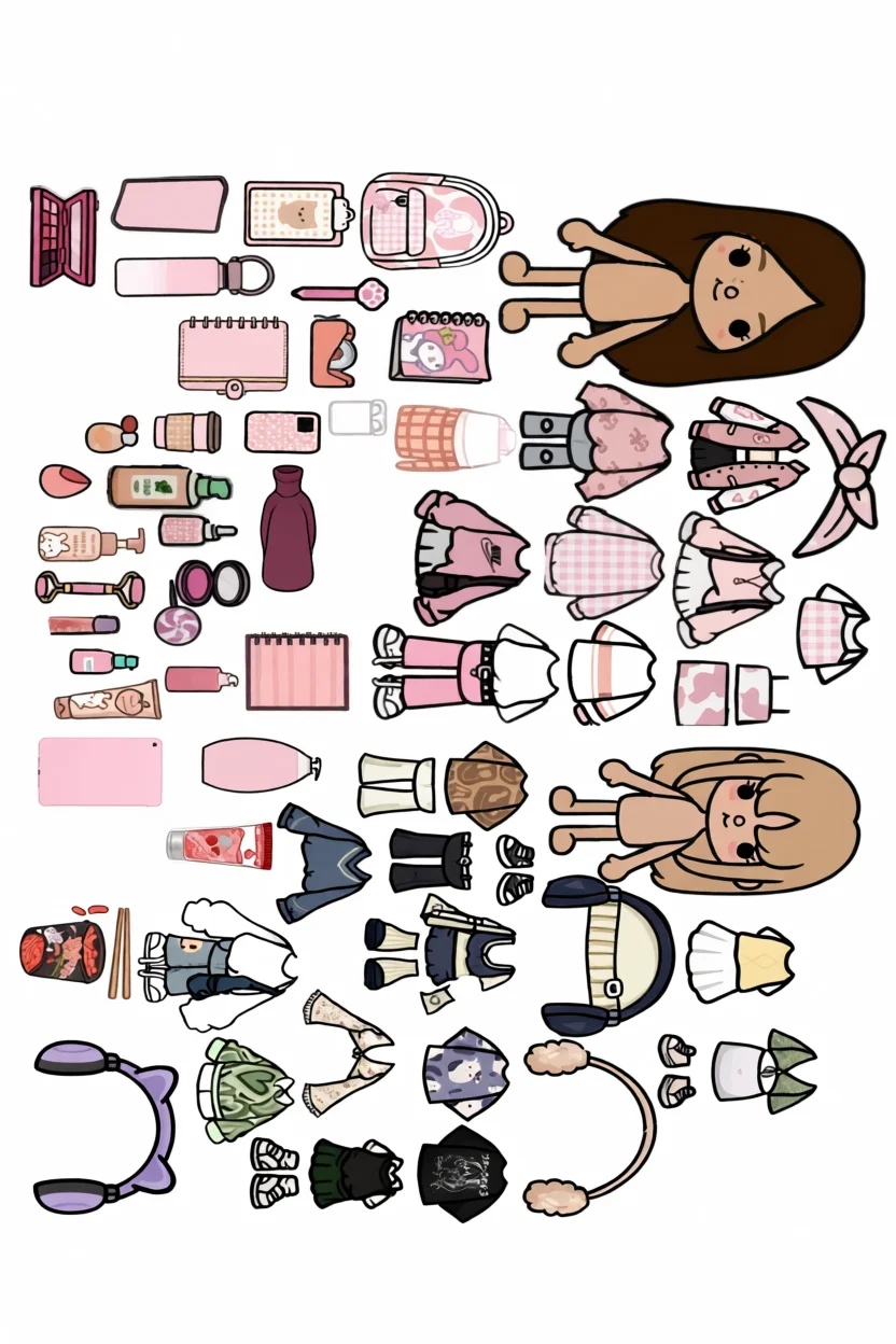Bonecas Toca Life World Para Imprimir com Acessu00f3rios Coloridos