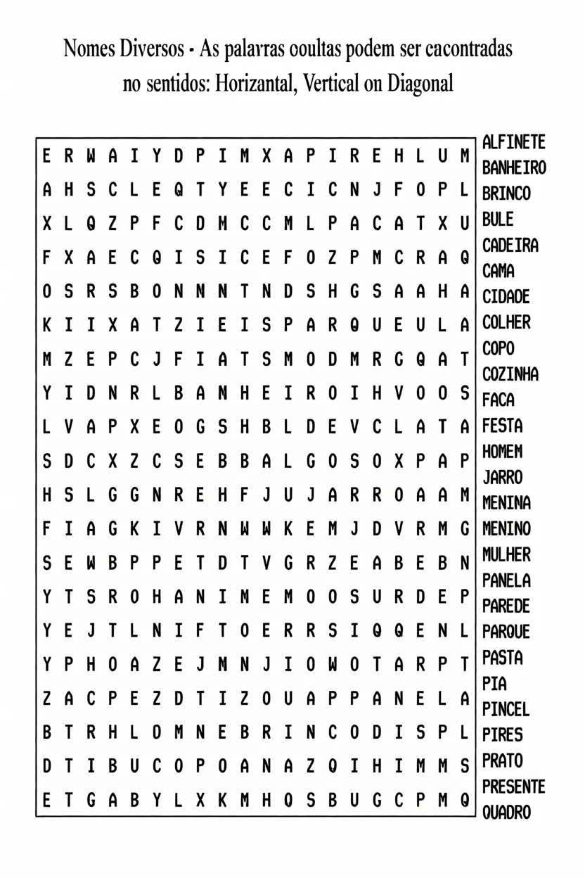 Cau00e7a Palavras Diversos para Imprimir