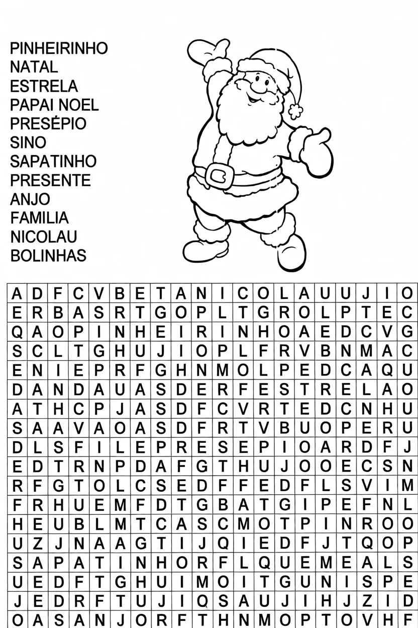 Cau00e7a Palavras do Papai Noel para Imprimir