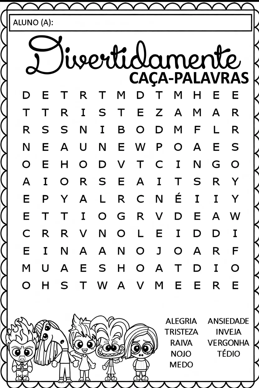 Cau00e7a Palavras Divertido para Imprimir com Personagens Coloridos