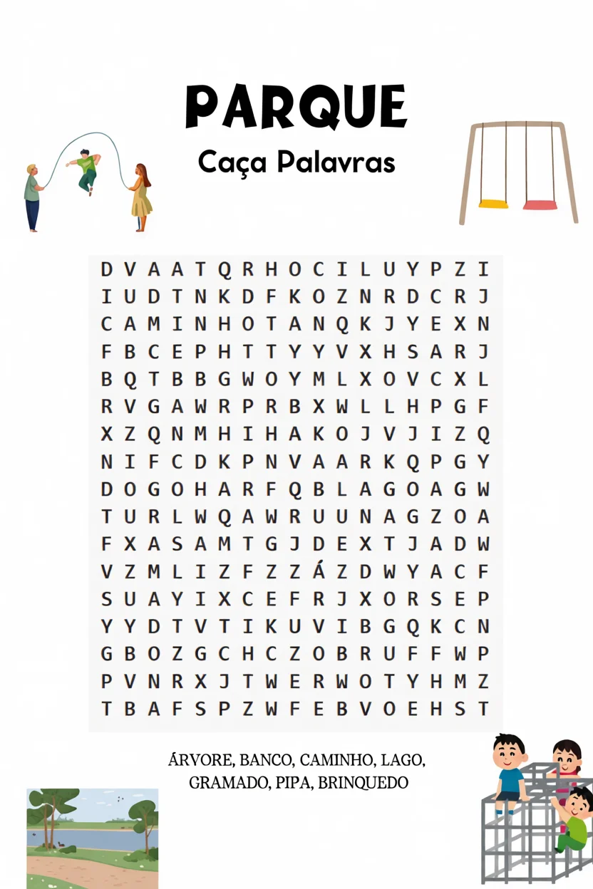 Cau00e7a Palavras Parque Para Imprimir