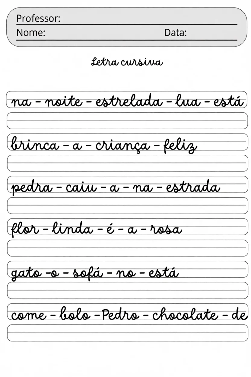 Caligrafia para Imprimir com Exercu00edcios de Cursiva
