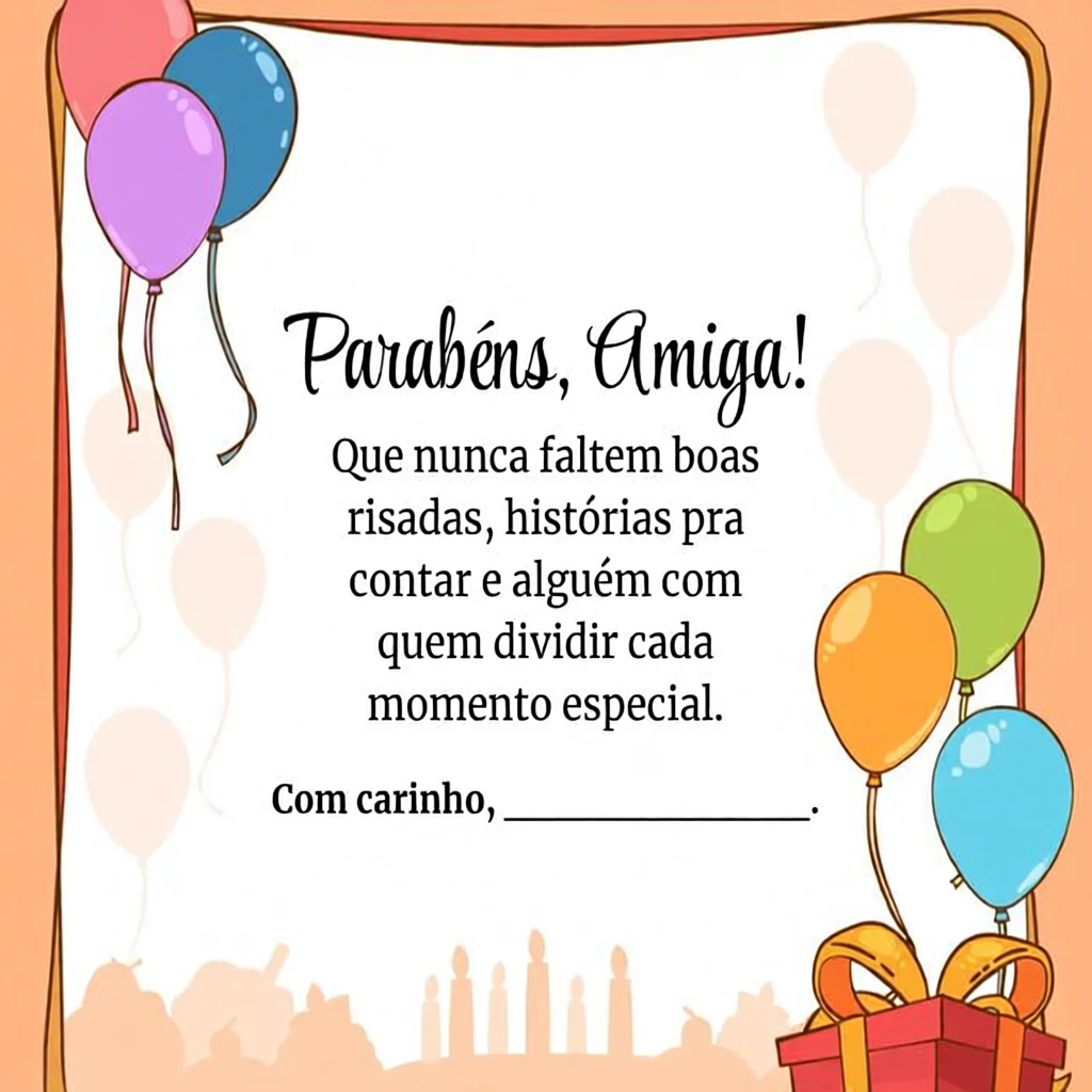 Cartu00e3o de Aniversu00e1rio Para Imprimir com Balu00f5es e Mensagem