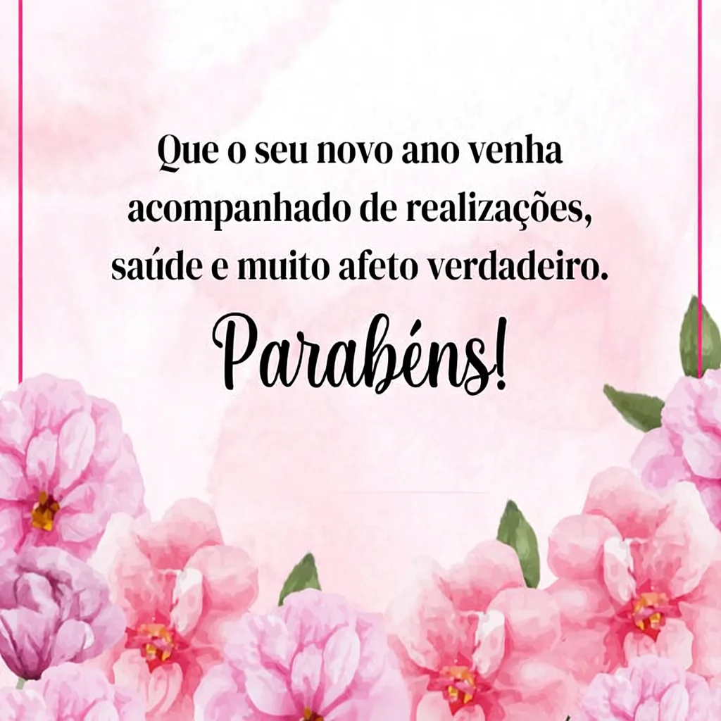 Cartu00e3o de Aniversu00e1rio Para Imprimir com Flores e Mensagem de Parabu00e9ns