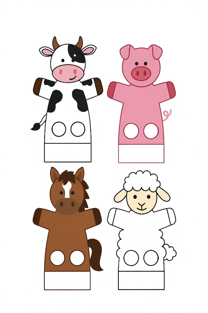 Dedoches de Animais para Imprimir e Colorir