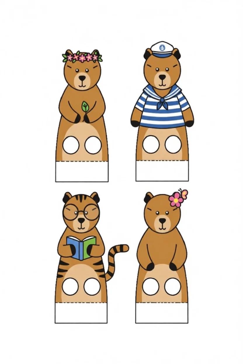 Dedoches Para Imprimir com Animais Fofos
