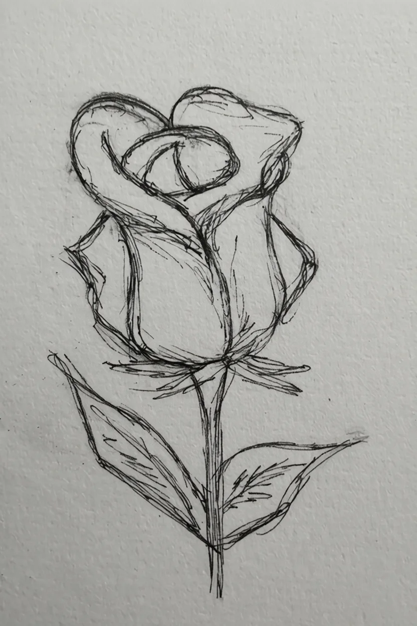 Desenho de Rosa para Desenhar no Caderno