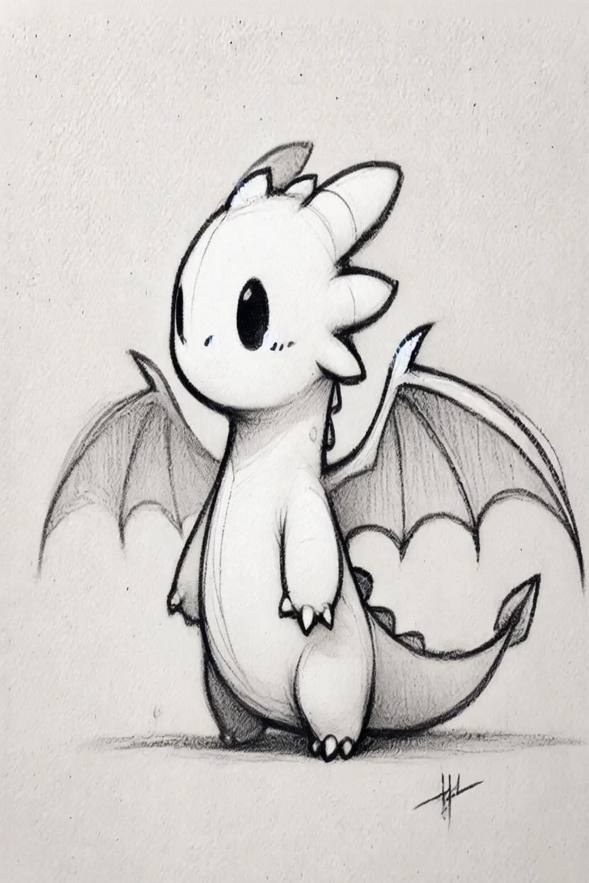 Desenho de Dragu00e3o Fofo para Colorir no Caderno