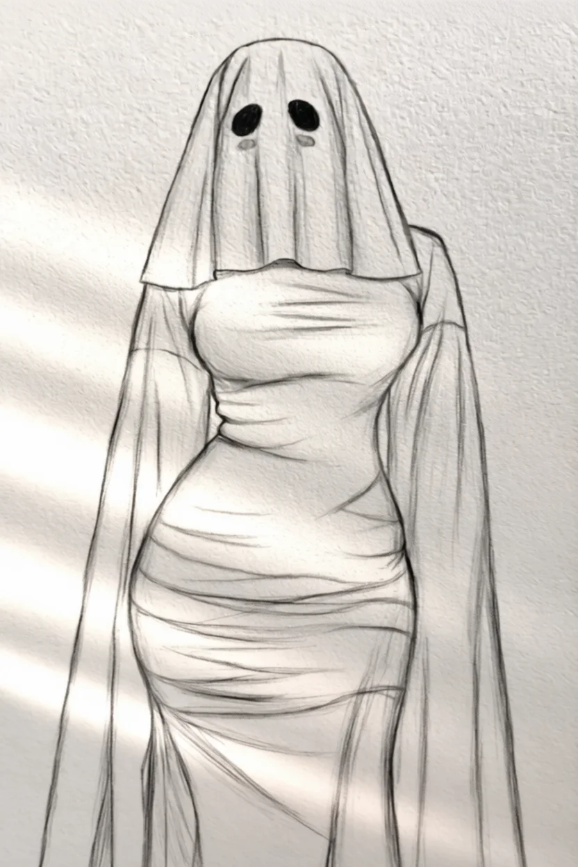 Desenho de Fantasma Elegante para Colorir e Imprimir
