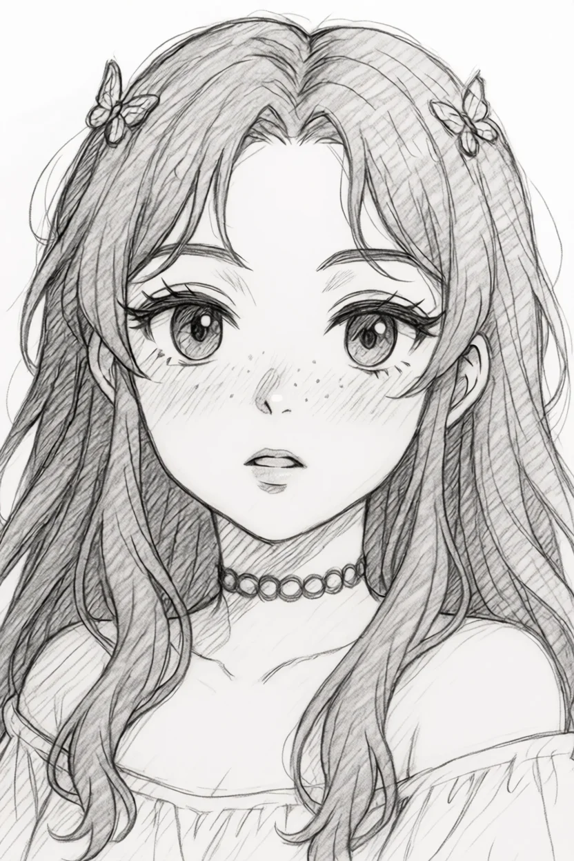 Desenho de Menina Anime para Desenhar no Caderno