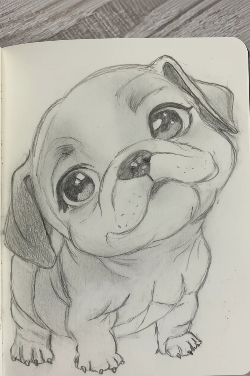 Desenho de Cachorro Fofo para Desenhar no Caderno