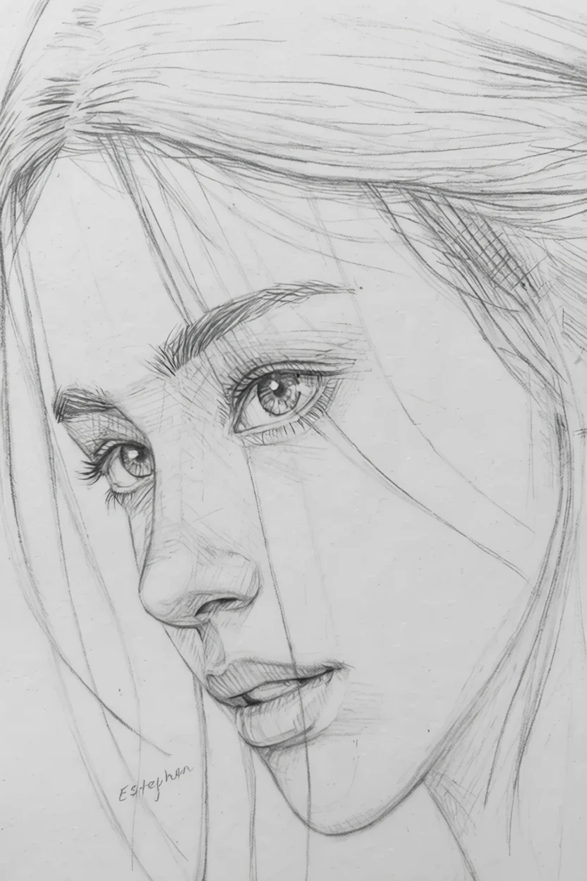 Desenho de Rosto Feminino Para Desenhar no Caderno