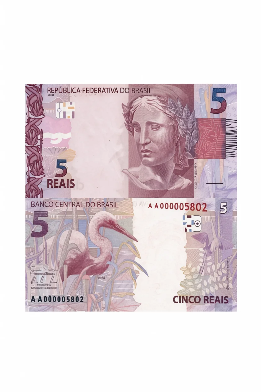 Notas de Dinheiro de Brinquedo para Recortar - 5 Reais