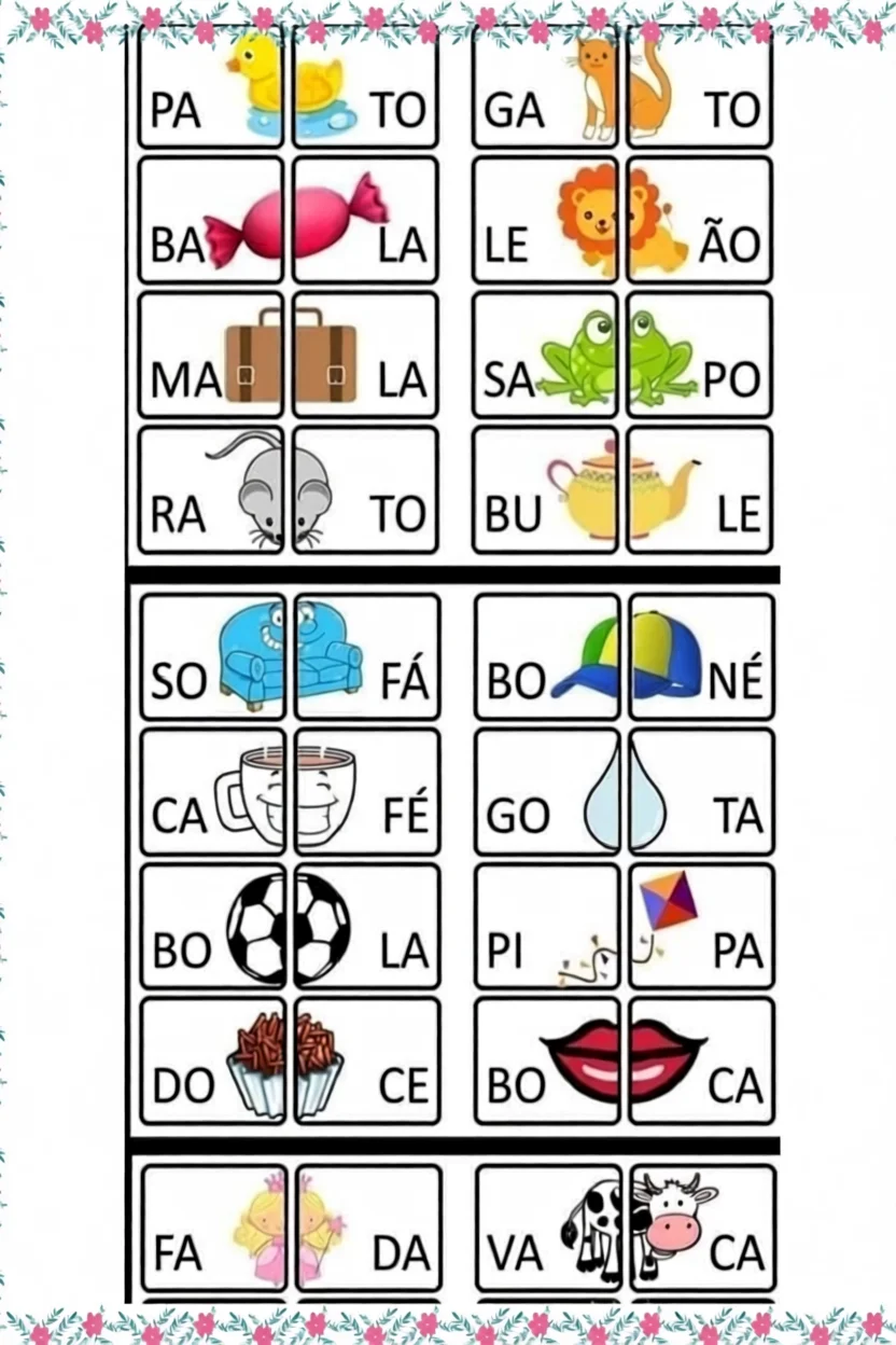 Fichas de Leitura Para Imprimir com Imagens e Letras