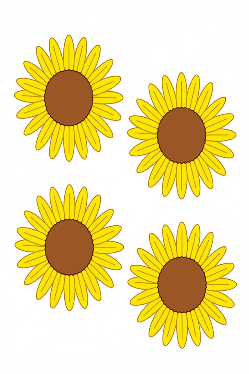 Flores para Imprimir: Girassu00f3is para Recortar e Colorir