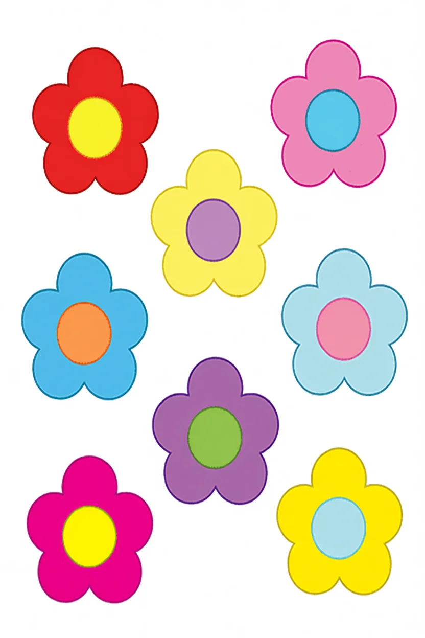 Flores Coloridas para Imprimir e Recortar