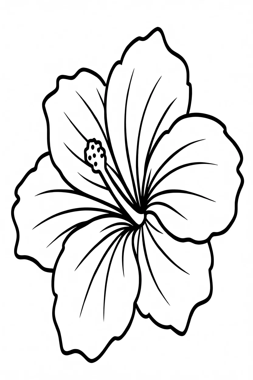 Flor de Hibisco Para Imprimir e Colorir