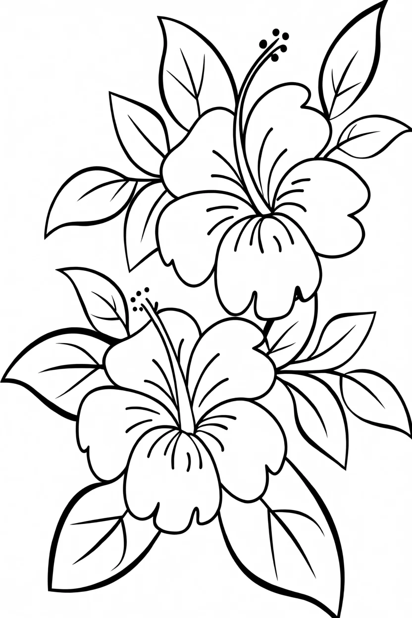 Flores de Hibisco para Imprimir e Colorir