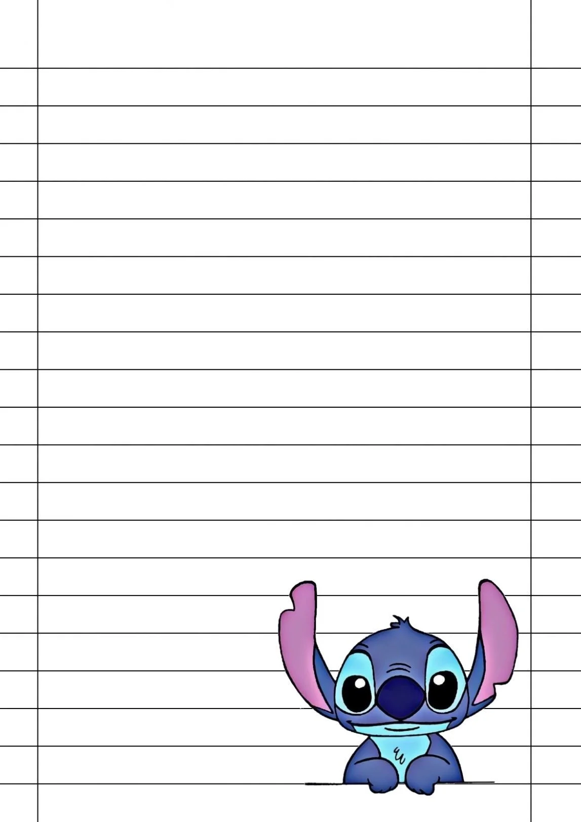 Folhas de Caderno Para Imprimir com Stitch