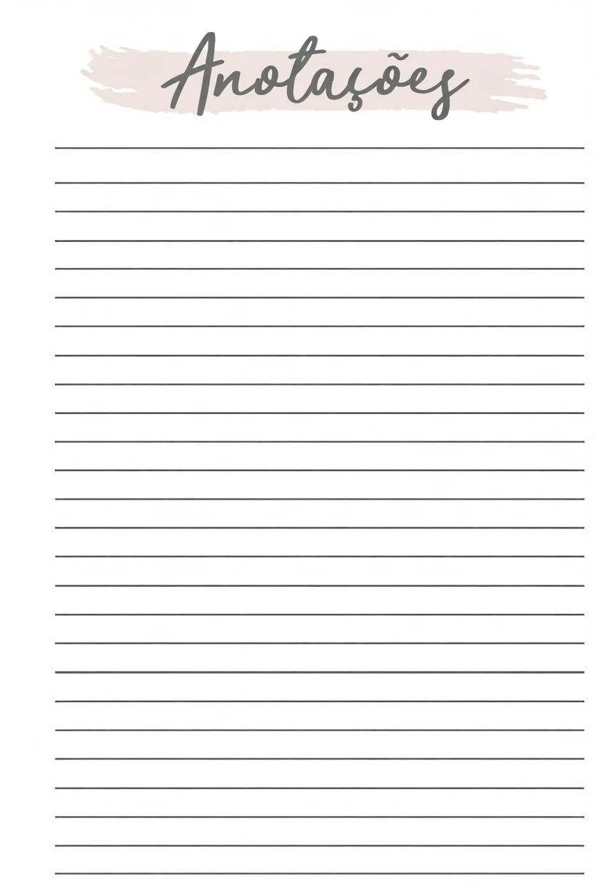 Folhas de Caderno Para Imprimir com Linhas para Anotau00e7u00f5es