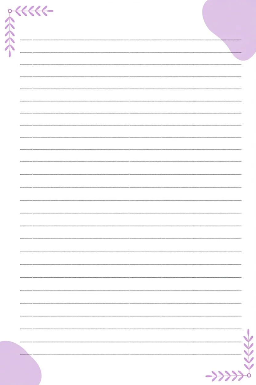 Folhas de Caderno Para Imprimir com Linhas Pautadas e Decorau00e7u00e3o